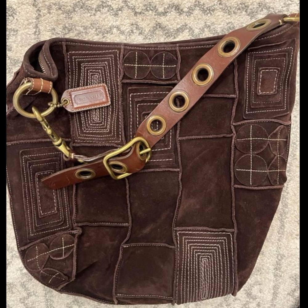 Suede Coach Hobo Bag